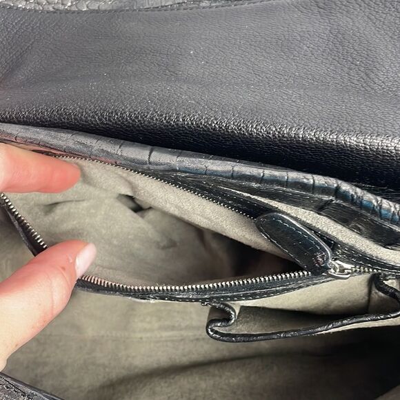 Nancy Gonzales Gun Metal Crocodile Satchel Bag - Picture 10 of 12